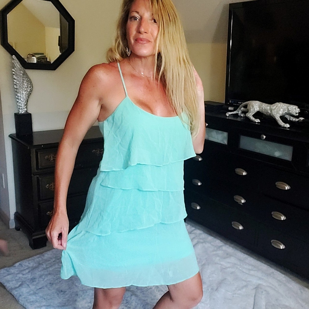 Forever 21 Flowy Challis Teal Dress Medium